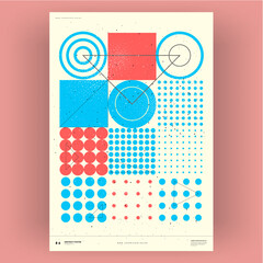 Abstract poster. Vector trendy illustrations of geometric shapes. Memphis and Bauhaus style designs. Modern painting for interior.