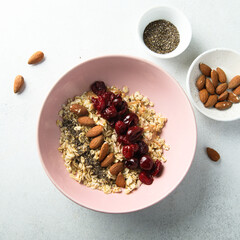 Poster - Traditional healthy granola bowl for breakfast