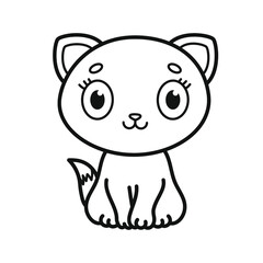 Wall Mural - Cute kitten. Coloring. Black and white vector illustration.