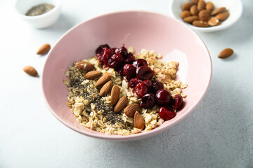 Poster - Traditional healthy granola bowl for breakfast