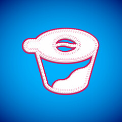 Sticker - White Pour over coffee maker icon isolated on blue background. Alternative methods of brewing coffee. Coffee culture. Vector