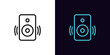 © Дмитрий Майер - Outline music speaker icon, with editable stroke. Sound speaker with acoustic waves, loudspeaker pictogram. Audio box
