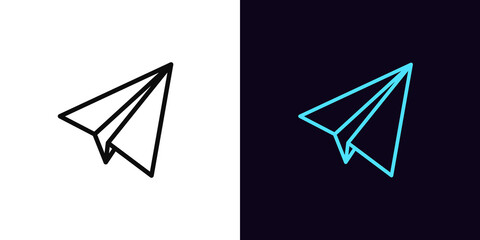 Wall Mural - Outline paper plane icon, with editable stroke. Airplane silhouette, share and message sending pictogram. Letter mailing