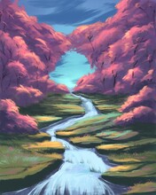 Fantasy Beautiful Landscape Digital Illustration 