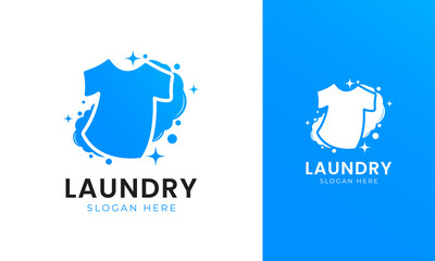 Laundry logo design with shirt icon, clean and shiny