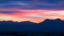 USA, New Mexico, Santa Fe, Sunset Sky Above Jemez Mountains