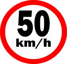 Speed Limit Sign Isolated 50km/h