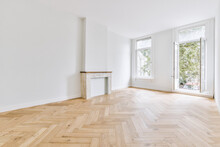Unfurnished Modern Room With Wooden Floor