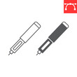 Insulin pen line and glyph icon, diabetic syringe and healthcare, insulin injection pen vector icon, vector graphics, editable stroke outline sign, eps 10.