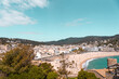 View of a beach and hills in Tossa de Mar, Spain. Coast of Catalonia
