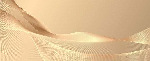 Poster - Premium background design with diagonal line pattern in gold color. Abstract golden threads background with glow effect