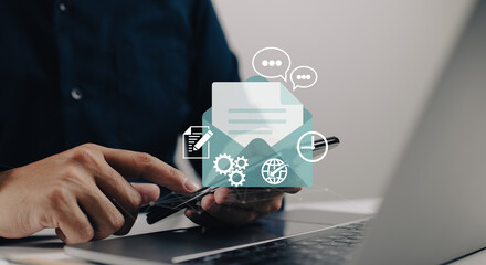 Aufkleber - E-mail message, mail notification sending, mail service, a new incoming sms, envelope, Social network, chat, spam.