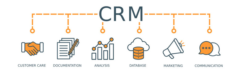 CRM Banner Web Icon Vector Illustration