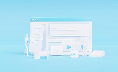 Wall Mural - blue white website building 3d illustration