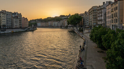 Wall Mural - Beautiful sunset in Lyon, France on June 2022