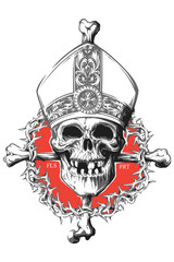 vector skull in catholic bishop