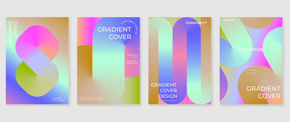 Abstract vibrant gradient background vector. Minimalist style cover template with shapes, colorful and liquid color. Modern wallpaper design perfect for social media, idol poster, photo frame.