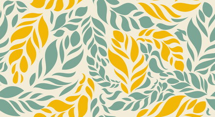 abtract botanical leave background, vector seamless pattern pastel colour style.