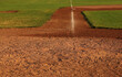 A view down the third base line of a baseball diamond.