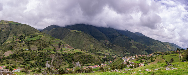 Panoramic view of the Andean mountains on a sunny day. Merida state, venezuela