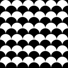Vector Seamless Background Black And White With Fish Scales. Natural Abstract Pattern. Graphic Design For Decorating, Wallpaper, Fabric And Etc.