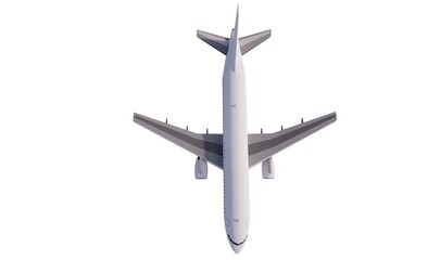 Canvas Print - Airplane top view isolated white background 3d illustration concept