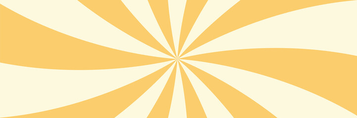 Swirling radial ice cream background. Vector illustration for swirl design. Summer. Vortex spiral twirl. Yellow. Helix rotation rays. Converging psychadelic scalable stripes. Fun sun light beams