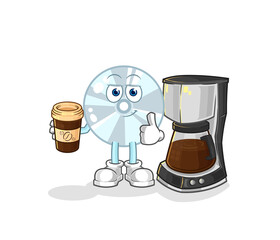 Poster - CD drinking coffee illustration. character vector