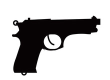 Modern Semi Automatic Pistil Gun Weapon Line Art Icon