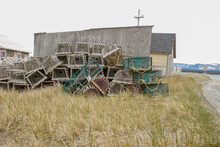 Empty Lobster And Crab Traps Along The Road In Newfoundland