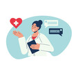 Online medical support doctor consultation smartphone app design concept vector illustration