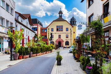 Wall Mural - Cityscape with town hall in Schlüchtern, Hesse, Germany