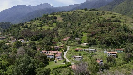 Wall Mural - Aerial view of Escaguey town Merida State, Venezuela. Escagüey is a beautiful village in Mérida state, Venezuela. It has an elevation of 2,206 metres over see level. 