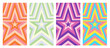 Set Of Star Geometric Abstract Backgrounds. Lovely Vibes Posters Design. Trendy Y2K Illustration.
