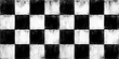 Seamless painted checker or chess board tiles black and white artistic acrylic paint texture background. Creative grunge monochrome hand drawn gingham plaid squares tileable pattern. 3D Rendering.