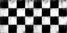Seamless Painted Checker Or Chess Board Tiles Black And White Artistic Acrylic Paint Texture Background. Creative Grunge Monochrome Hand Drawn Gingham Plaid Squares Tileable Pattern. 3D Rendering.
