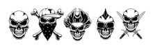 Skull Line Art Design Vector Logo Illustration