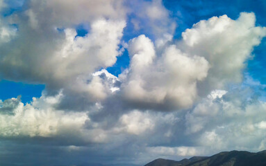 Sticker - Panoramic aerial view of morning sky from flying drone.