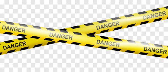 realistic crossing warning danger tapes or police line. caution tape of warning signs for constructi
