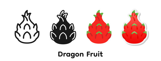 Poster - Vector icon set of Dragon fruit.