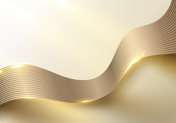 Wall Mural - Abstract 3D elegant golden wave lines and light sparking on clean background luxury style
