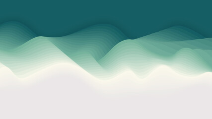 Wall Mural - Abstract 3D green waves paper art layer background and texture