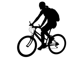 Poster - woman riding bicycle silhouette - vector artwork