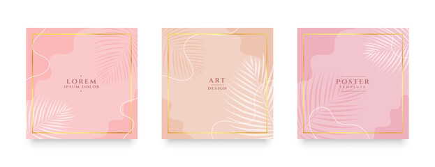 Poster - abstract set of social media card banner in pastel colors