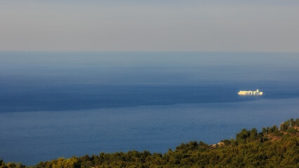 Wall Mural - Evening in the coastal hills of Sicily on Monte Pellegrino near Palermo in Summer on a warm evening sunset