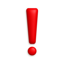 Red Exclamation Mark Symbol. Attention Or Caution Sign Icon. 3d Realistic Design Element.