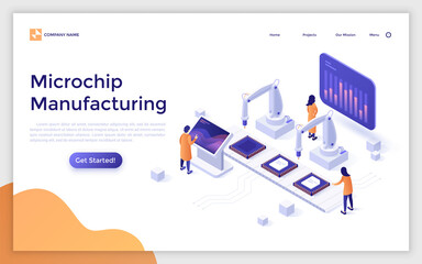 Wall Mural - Vector Isometric Landing Page Template