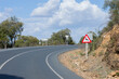 carretera secundaria en entorno rural con señal de peligro por animales salvajes 