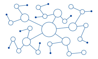Leinwandbilder - Modern network connected dots and lines technology fintech background template. Blockchain linked global digital database graphic vector.