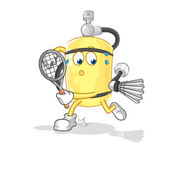 Canvas Print - diver cylinder playing badminton illustration. character vector